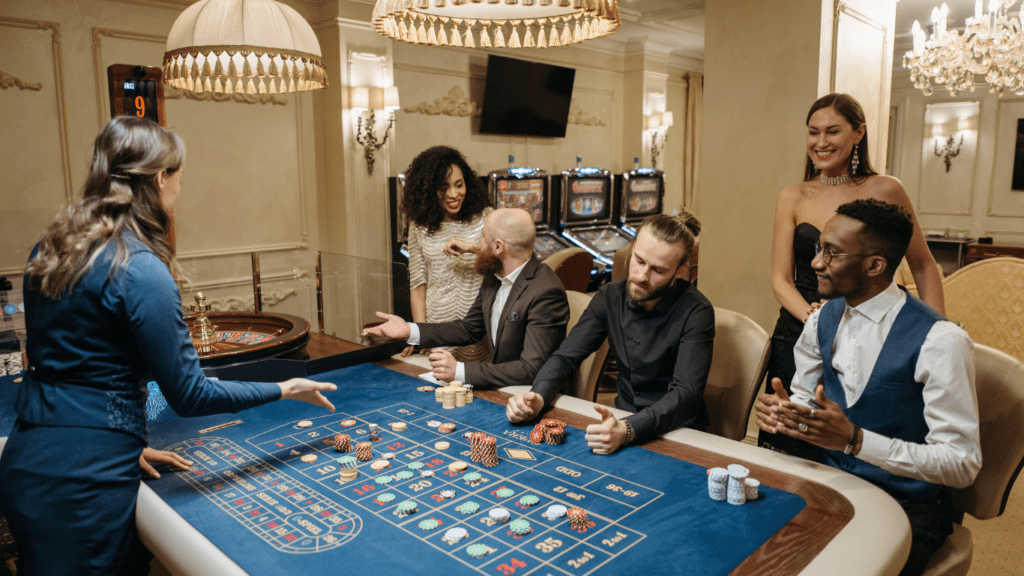 Gamblers on roulette Table